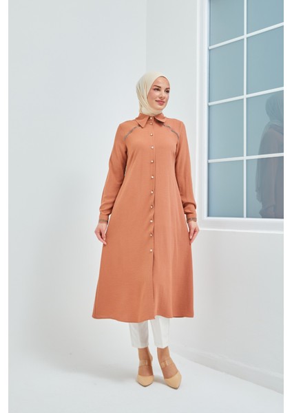 Wazze Kolu ve Önü Taş Detaylı Tunik modelleri