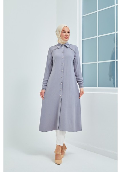 Wazze Kolu ve Önü Taş Detaylı Tunik modelleri