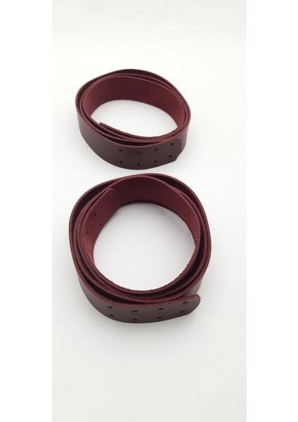 Bordo Renk Çiftli Dikmeli 80 cm x 2 cm x 2 Adet Deri Çanta Sapı
