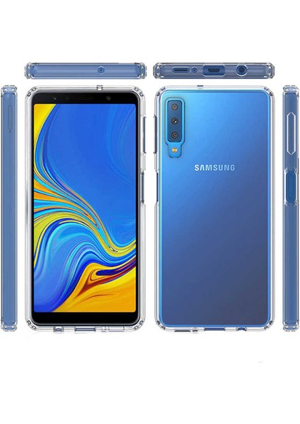 Samsung Galaxy A7 2018 Darbe Emici Köşe Korumalı Şeffaf Antishock Kılıf