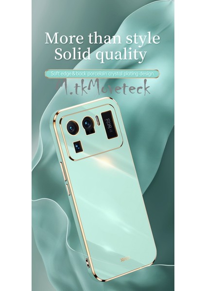 Xiaomi Mi 11 Ultra Uyumlu Kılıf Kamera Lens Korumalı Parlak Gold Kenarlı Altın Işlemeli Yumuşak Silikon Kapak Luxury Platin Arka Kapak Ince Zırhtank