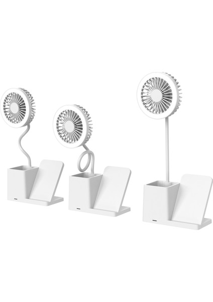 SL-M9055 Beyaz Typec 10W Kablosuz Şarj Cihazı Fanlı Kalemlikli Masa Lambası