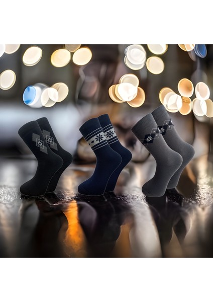 (Art Nm 17252) 3 Çift Dikişsiz Unisex Tamamı Havlu Sofy Yün Kışlık Çorap