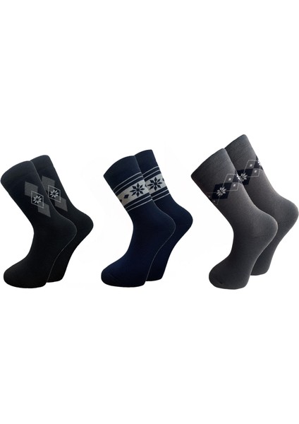 (Art Nm 17252) 3 Çift Dikişsiz Unisex Tamamı Havlu Sofy Yün Kışlık Çorap