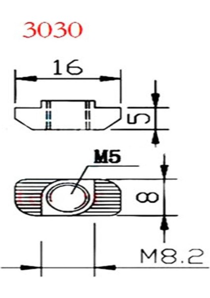 8 Kanal Sigma Profil Somun 50 Adet (M5 Tırtıklı Somun)