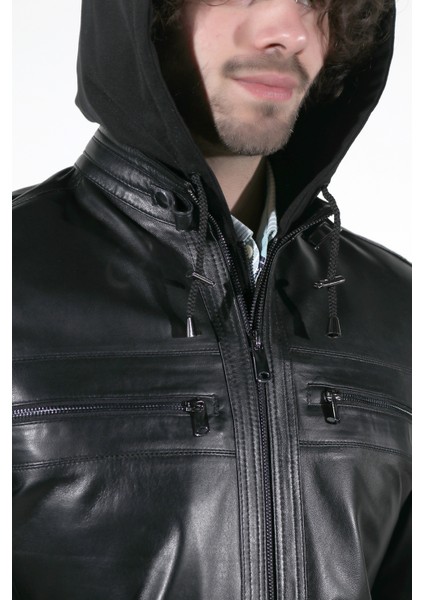 Deri Delta Model Erkek Siyah Hakiki Deri Ceket modelleri