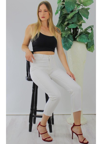 Mom Jean Kot Pantolon Beyaz - 1174.110