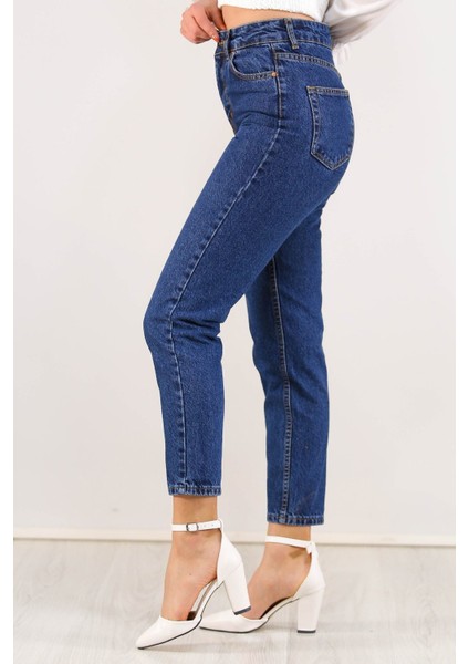 Contalı Mom Jeans Koyu mavi - 2411.392.