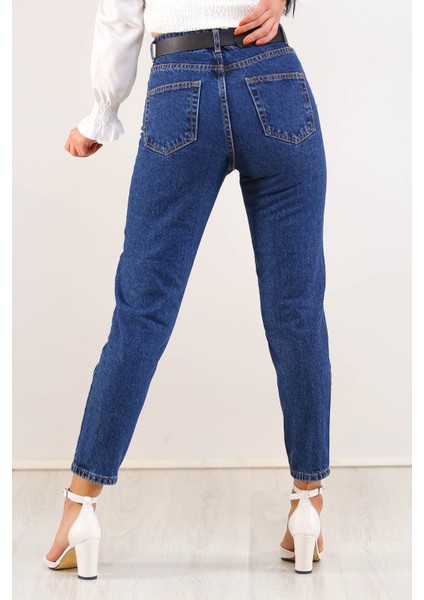 Contalı Mom Jeans Koyu mavi - 2411.392.