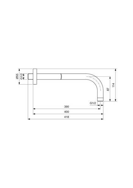 Idealrain Duvardan Duş Kolu-40 cm Mat Siyah