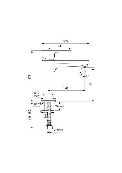 Cerafine O H120 Lavabo Bataryası 5l/dk Mat Siyah Sifon Kumandasız