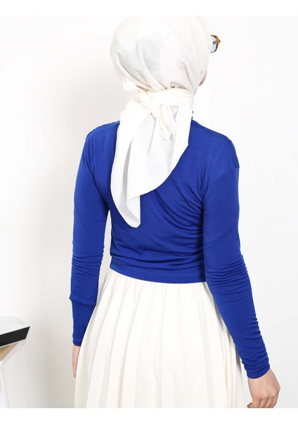 Saks Mavi Balıkçı Yaka Drapeli Sandy Bluz