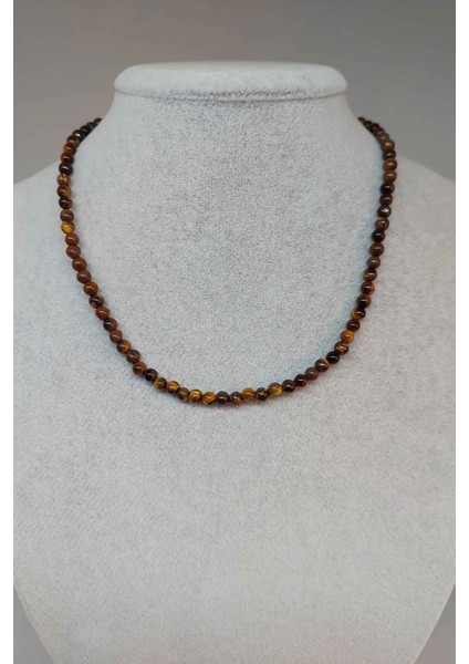 Kaplan Gözü Taşı 4mm Kolye (Sabit Klipsli)