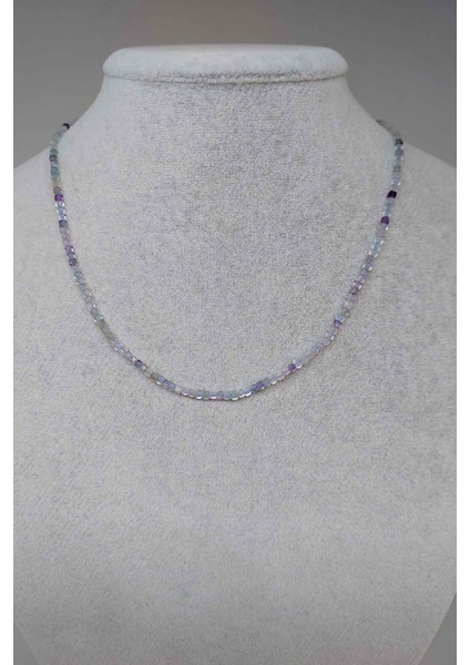 Florit Taşı Küp Şekilli 2.5mm Kolye (Sabit Klipsli)