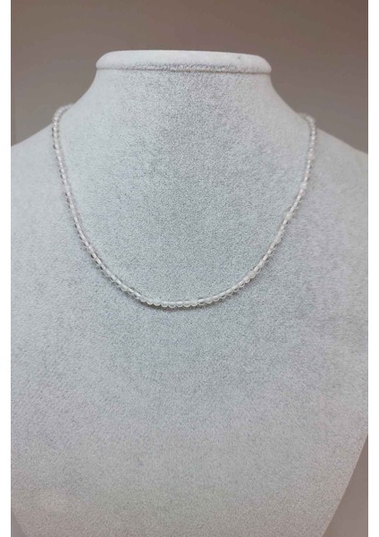 Kristal Kuvars Taşı 3mm Kolye (Sabit Klipsli)