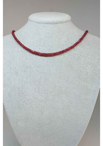 Yakut Taşı Faset Kesim 4x2mm (küçük delikli) Kolye (Sabit Klipsli)