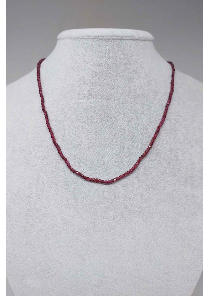Lal (Granat) (Garnet) Taşı Küp Şekilli 2.5mm Kolye (Sabit Klipsli)
