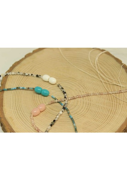 Yakut & Safir Taşı Karışık 2mm Kolye (Sabit Klipsli)