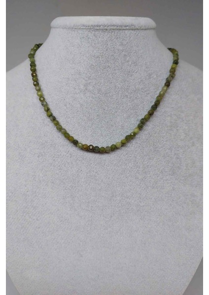 Peridot (Zebercet) Taşı Faset Kesim 4mm Kolye (Sabit Klipsli)