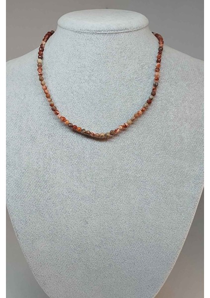 Jasper Taşı Faset Kesim 4mm Kolye (Sabit Klipsli) (9856)