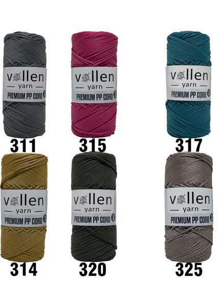 Vollen Yarn 600M Polyester Makrome Ipi, Supla Ipi, Çanta Ipi, Bileklik IPI,MAKRAME,1.5MM-400GR