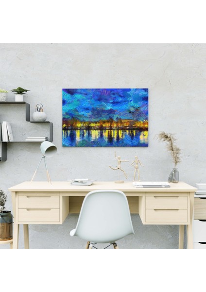 Empresyonizm Akımı Van Gogh Stili Şehir Işıkları Dekoratif Yatay Kanvas Tablo indirimleri