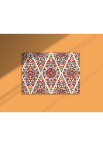 Simetrik Paterno Halı Deseni Dekoratif Yatay Kanvas Tablo