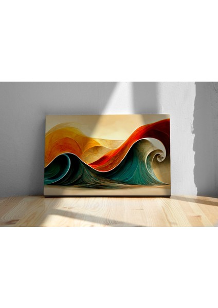 Füturistik Renkli Dalgalar Dekoratif Yatay Kanvas Tablo modelleri