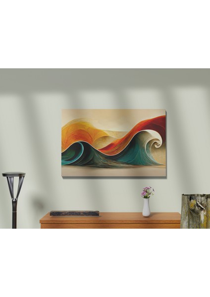 Füturistik Renkli Dalgalar Dekoratif Yatay Kanvas Tablo fırsatları