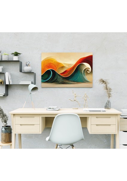Füturistik Renkli Dalgalar Dekoratif Yatay Kanvas Tablo indirimleri