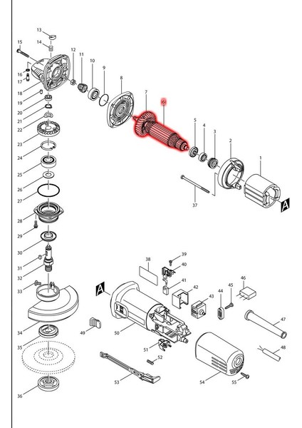 Makita 9557NB Endüvi Rotor Kollektör Ürün Kodu 515613-9