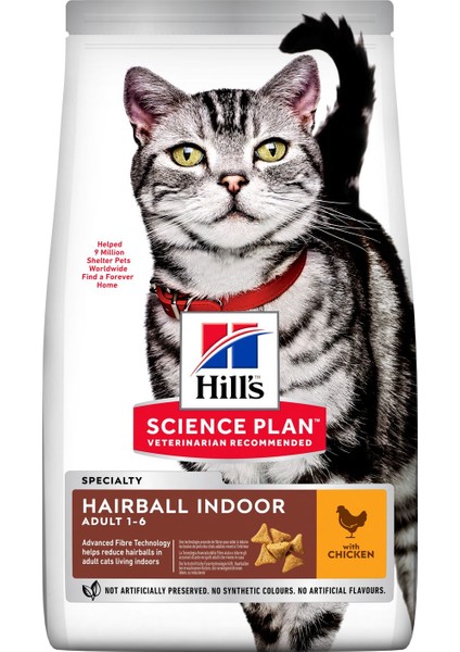 Hairball Indoor Cat 1,5kg Tavuklu Yetişkin Kedi Maması Kapalı Alanda Yaşayan Kediler Için
