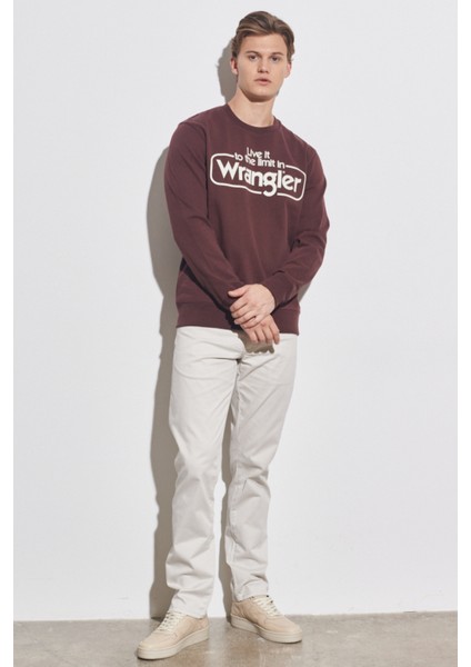 Regular Fit Normal Kesim %100 Pamuk Bisiklet Yaka Bordo Sweatshirt