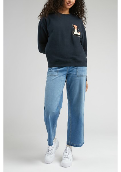 Loose Fit Rahat Kesim Pamuk Bisiklet Yaka Sweatshirt10