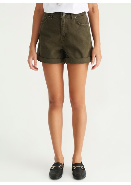 Normal Bel Basic Haki Kadın Şort KARINTA fiyatları
