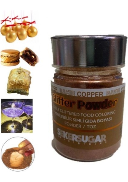 Yenilebilir Simli Bakır Toz Gıda Boyası 10 gr