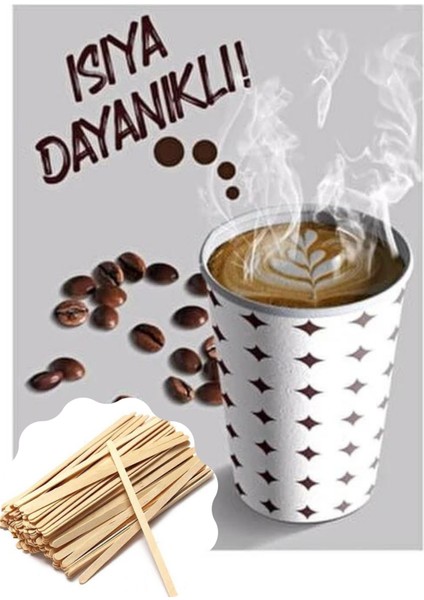 Karton Bardak 4 Oz Türk Kahvesi Espresso Bardağı 500 Adet - Ahşap Karıştırıcı 500 Adet