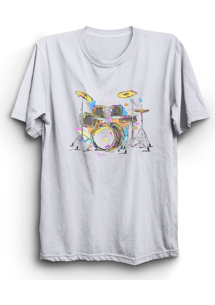 Bateri, Davul, Colorful Drums, Drummer Tişört