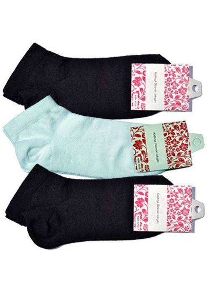 Siyah ve Beyaz Kadın Bilek Çorap 3 Çift