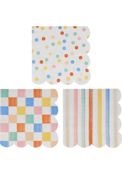 - Colourful Pattern Large Napkins - Renkli Desenler Peçeteler - L - 16'lı