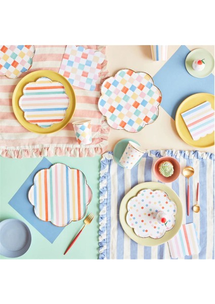 - Colourful Pattern Large Napkins - Renkli Desenler Peçeteler - L - 16'lı