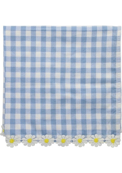 Meri Meri - Daisy Edge Gingham Napkins - Papatya Detaylı Pötikare Kumaş Peçeteler - 4'lü