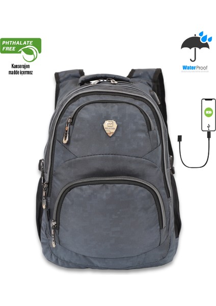 1550-2226 Unisex Anatomik Yarasa Sırt Okul Çantası - NKT01550-GRI-TEK Ebat fiyatları