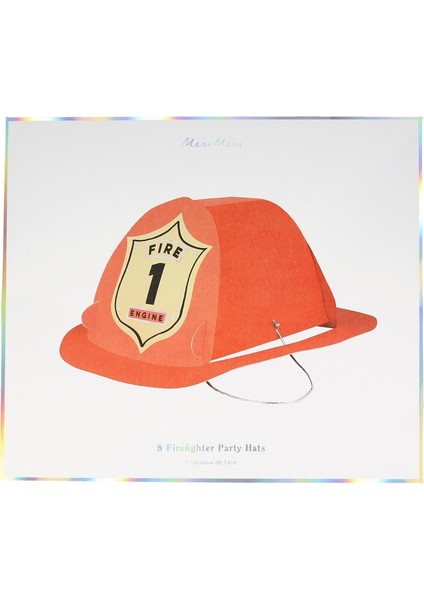 Meri Meri - Firefighter Hats - Itfaiyeci Şapkaları - 8'li