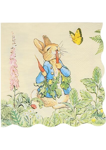 Meri Meri - Peter Rabbit In The Garden Large Napkins - Peter Rabbit Bahçede Peçeteler - L - 16'lı