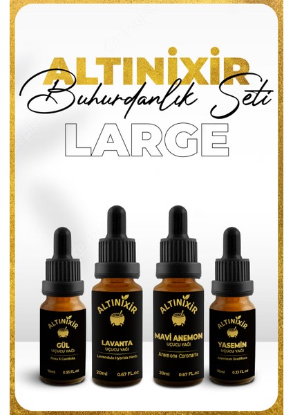 Buhurdanlık Seti Large (Lavanta, Yasemin, Gül, Mavi Anemon)