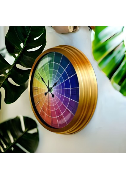 Gold Metal Çerçeveli Ofis Salon Mutfak Otel Duvar Saati 40 cm K1 indirimleri
