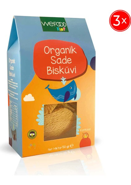 Kids Organik Sade Bisküvi 50 gr (Tereyağlı) 3'lü 8683347032754