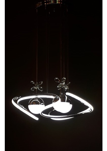 Tuğçe Kristal Gloplu LED Salon Avizesi