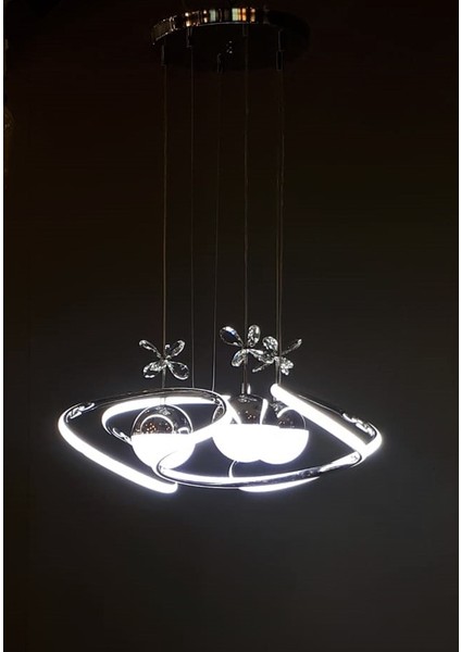 Tuğçe Kristal Gloplu LED Salon Avizesi